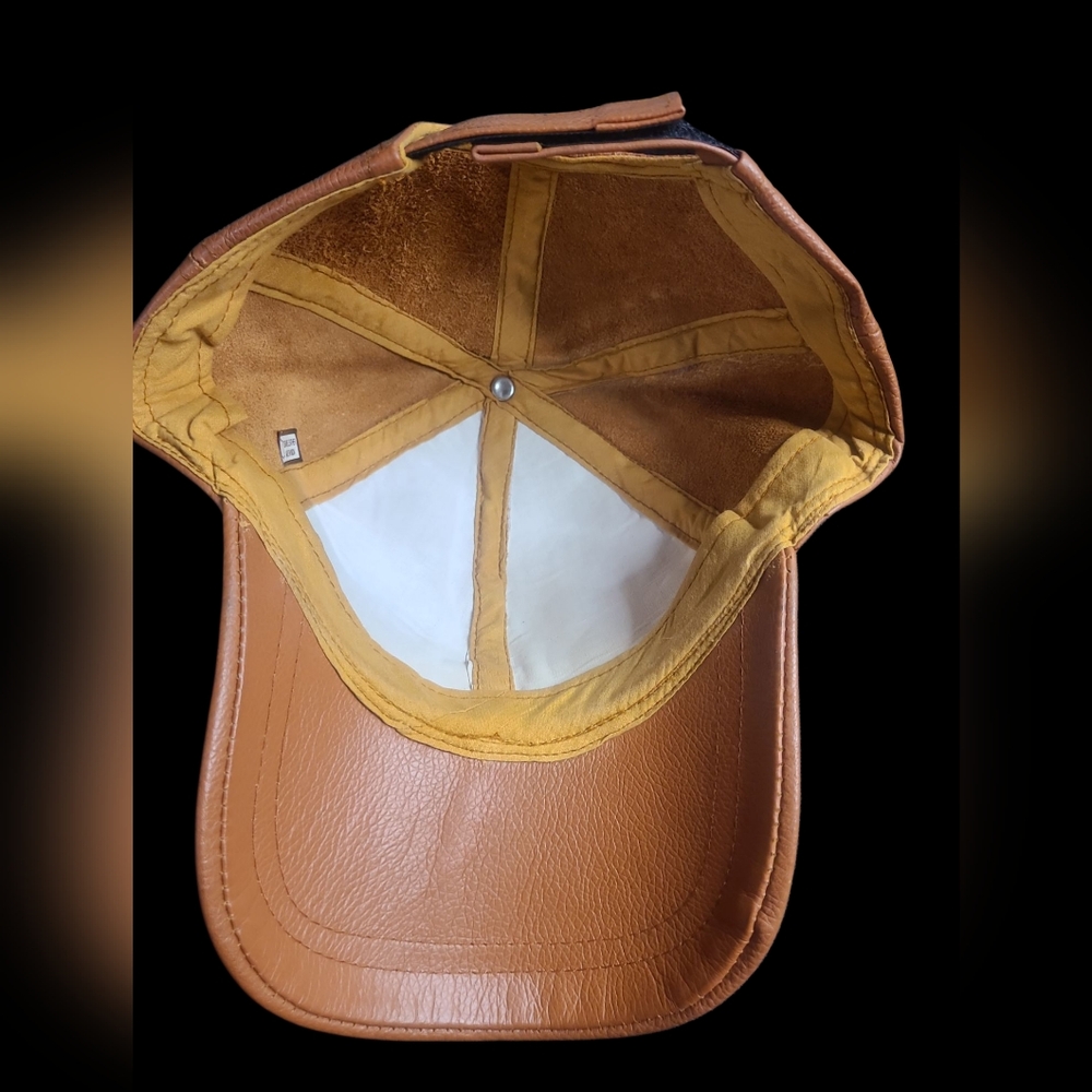 Tan Leather Baseball Cap - Picture 3 of 4